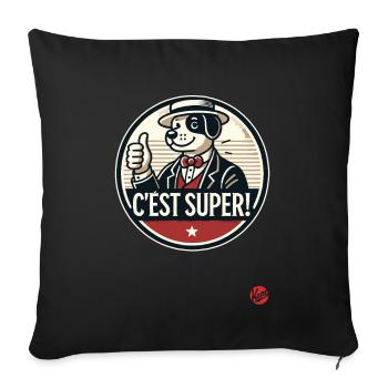 C'est super! Retro Cartoon Hund - Sofakissenbezug 45 x 45 cm - Schwarz - Vorne