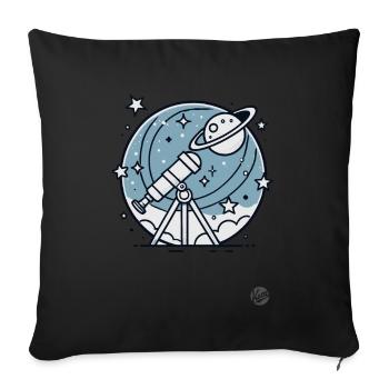 Sterne und Planeten beobachten mit Teleskop - Sofakissenbezug 45 x 45 cm - Schwarz - Vorne