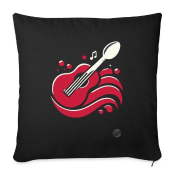 Musique et nourriture unies : guitare cuillère - Housse de coussin décorative 45 x 45 cm - noir - Devant