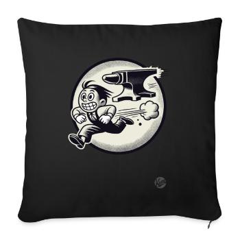 Retro Cartoon: Running Away From Problems And Anvil - Sofa pillowcase 17,3'' x 17,3'' (45 x 45 cm) - black - Front