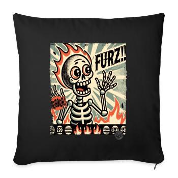 Heißer deutscher Furz Schreck Skelett - Sofakissenbezug 45 x 45 cm - Schwarz - Vorne