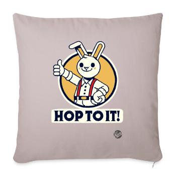 Pouce en l’air lapin - allons-y ! - Housse de coussin décorative 45 x 45 cm - taupe clair - Devant