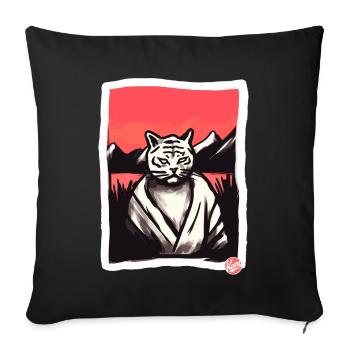 Arts Martiaux Asiatiques Chat Tigre - Housse de coussin décorative 45 x 45 cm - noir - Devant