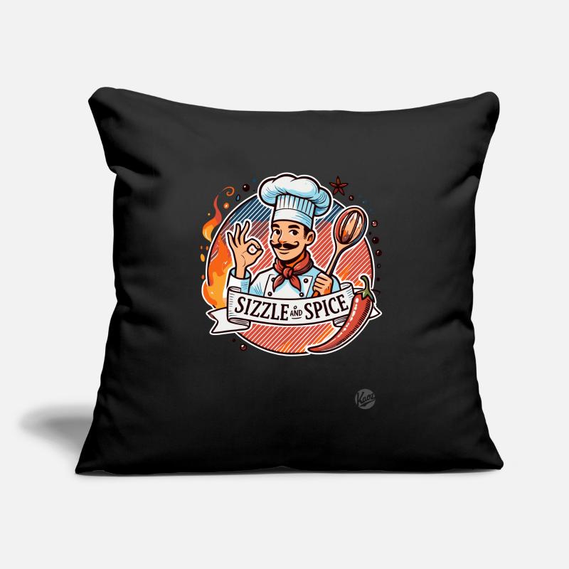 Grésillement et épices, Pepperoni épicé Cook Housse de coussin décorative 45 x 45 cm