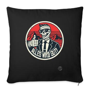 Pouce levé Momie squelette : tout ira bien - Housse de coussin décorative 45 x 45 cm - noir - Devant