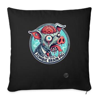 Das kranke Gehirn Zombie-Schwein - Sofakissenbezug 45 x 45 cm - Schwarz - Vorne
