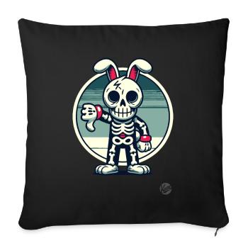 Creepy skeleton bunny with thumbs down - Sofa pillowcase 17,3'' x 17,3'' (45 x 45 cm) - black - Front