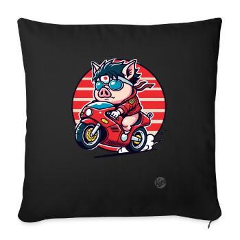 Zombie Brain Pig Motorcycle Revolution - Sofa pillowcase 17,3'' x 17,3'' (45 x 45 cm) - black - Front