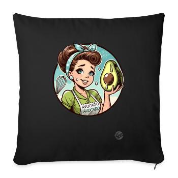 1950s Retro Housewife with Large Avocado - Sofa pillowcase 17,3'' x 17,3'' (45 x 45 cm) - black - Front
