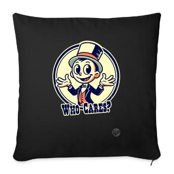 Retro cartoon man with hat: who cares? - Sofa pillowcase 17,3'' x 17,3'' (45 x 45 cm) - black - Front