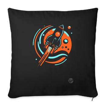 Retro Cool Cartoon Rocket - Sofa pillowcase 17,3'' x 17,3'' (45 x 45 cm) - black - Front