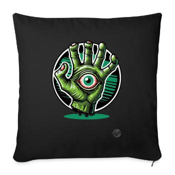 Main Mutant Zombie Vert avec Œil - Housse de coussin décorative 45 x 45 cm - noir - Devant