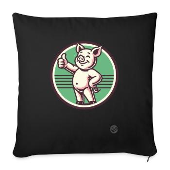 Pouce en l’air – Drôle de cochon - Housse de coussin décorative 45 x 45 cm - noir - Devant