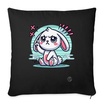 Mignon lapin blanc pointant le doigt - Housse de coussin décorative 45 x 45 cm - noir - Devant