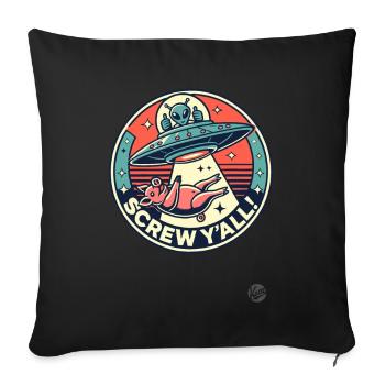 Alien Abduction Pig: Fuck You All! - Sofa pillowcase 17,3'' x 17,3'' (45 x 45 cm) - black - Front