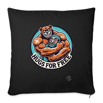 Harter Bodybuilder-Bär: Umarmungen gratis - Sofakissenbezug 45 x 45 cm - Schwarz - Vorne