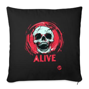 Lebendiger Totenkopf - Sofakissenbezug 45 x 45 cm - Schwarz - Vorne