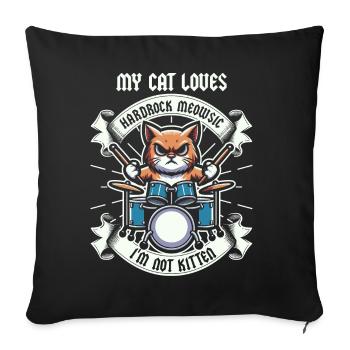 Cat Rock Music Humor Funny Gift Idea - Sofa pillowcase 17,3'' x 17,3'' (45 x 45 cm) - black - Front