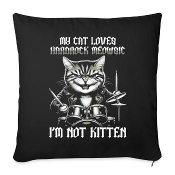 Cat Rock Music Humor Funny Gift Idea - Sofa pillowcase 17,3'' x 17,3'' (45 x 45 cm) - black - Front