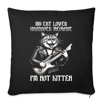 Cat Rock Music Humor Funny Gift Idea - Sofa pillowcase 17,3'' x 17,3'' (45 x 45 cm) - black - Front