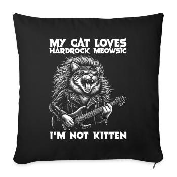 Cat Rock Music Humor Funny Gift Idea - Sofa pillowcase 17,3'' x 17,3'' (45 x 45 cm) - black - Front