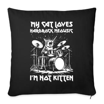 Cat Rock Music Humor Funny Gift Idea - Sofa pillowcase 17,3'' x 17,3'' (45 x 45 cm) - black - Front