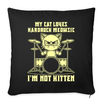 Cat Rock Music Humor Funny Gift Idea - Sofa pillowcase 17,3'' x 17,3'' (45 x 45 cm) - black - Front