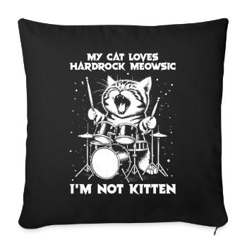Cat Rock Music Humor Funny Gift Idea - Sofa pillowcase 17,3'' x 17,3'' (45 x 45 cm) - black - Front