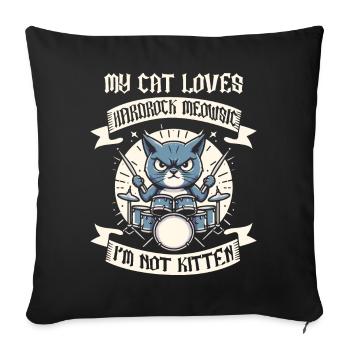 Cat Rock Music Humor Funny Gift Idea - Sofa pillowcase 17,3'' x 17,3'' (45 x 45 cm) - black - Front