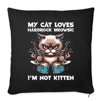 Cat Rock Music Humor Funny Gift Idea - Sofa pillowcase 17,3'' x 17,3'' (45 x 45 cm) - black - Front