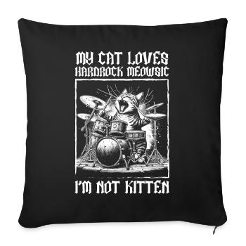 Cat Rock Music Humor Funny Gift Idea - Sofa pillowcase 17,3'' x 17,3'' (45 x 45 cm) - black - Front