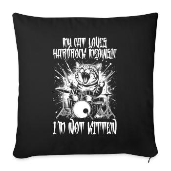 Cat Rock Music Humor Funny Gift Idea - Sofa pillowcase 17,3'' x 17,3'' (45 x 45 cm) - black - Front