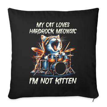Cat Rock Music Humor Funny Gift Idea - Sofa pillowcase 17,3'' x 17,3'' (45 x 45 cm) - black - Front