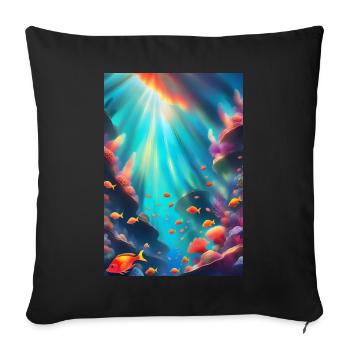 Récif corallien sous-marin - Housse de coussin décorative 45 x 45 cm - noir - Devant