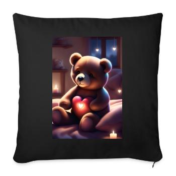 Teddy bear holding a heart - Sofa pillowcase 17,3'' x 17,3'' (45 x 45 cm) - black - Front