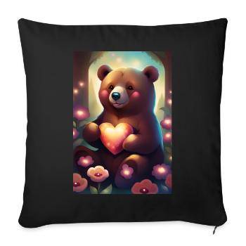 Adorable ours en peluche - Housse de coussin décorative 45 x 45 cm - noir - Devant
