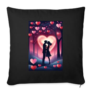 Kuss zum Valentinstag - Sofakissenbezug 45 x 45 cm - Schwarz - Vorne