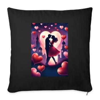 Un couple amoureux - Housse de coussin décorative 45 x 45 cm - noir - Devant