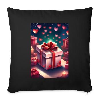 Gift full of love - Sofa pillowcase 17,3'' x 17,3'' (45 x 45 cm) - black - Front