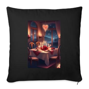 Dîner de la Saint-Valentin - Housse de coussin décorative 45 x 45 cm - noir - Devant