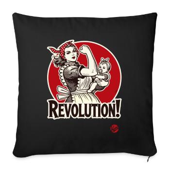 Housewife and mom with baby: revolution - Sofa pillowcase 17,3'' x 17,3'' (45 x 45 cm) - black - Front