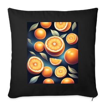 Fresh oranges design - Sofa pillowcase 17,3'' x 17,3'' (45 x 45 cm) - black - Front