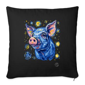 Night full of stars pig - Sofa pillowcase 17,3'' x 17,3'' (45 x 45 cm) - black - Front