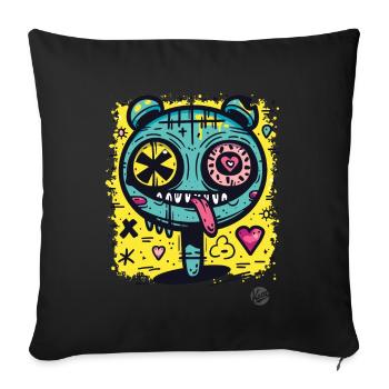 Super cool graffiti monster creature with hearts - Sofa pillowcase 17,3'' x 17,3'' (45 x 45 cm) - black - Front