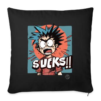 This cartoon boy says "Annoying!" - Sofa pillowcase 17,3'' x 17,3'' (45 x 45 cm) - black - Front