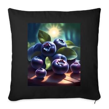 Ein Haufen frisch gepflückter Heidelbeeren - Sofakissenbezug 45 x 45 cm - Schwarz - Vorne
