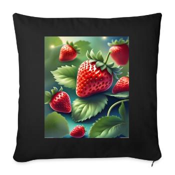 Ein Haufen frisch gepflückter Erdbeeren - Sofakissenbezug 45 x 45 cm - Schwarz - Vorne