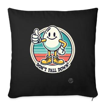 Pouce vers le haut œuf rétro – Ne tombez pas ! - Housse de coussin décorative 45 x 45 cm - noir - Devant