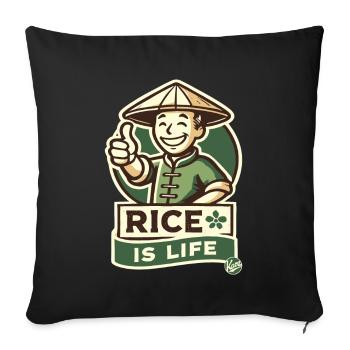 Rice farmer thumbs up - rice is life - Sofa pillowcase 17,3'' x 17,3'' (45 x 45 cm) - black - Front