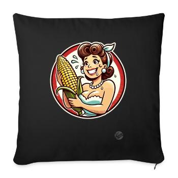 Sweating housewife with big corn on the cob - Sofa pillowcase 17,3'' x 17,3'' (45 x 45 cm) - black - Front